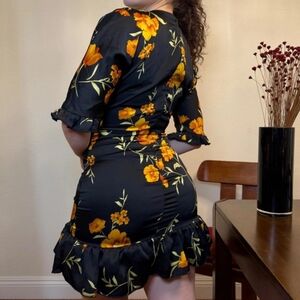 Parisian Works Black and Yellow Floral Dress